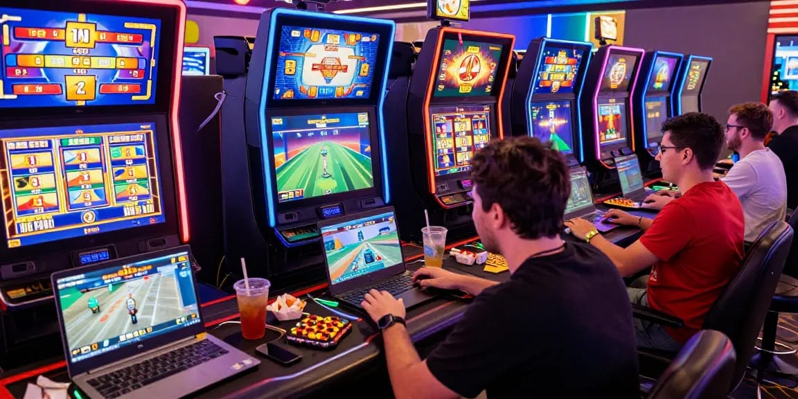 Pengalaman gaming gila 138 dengan suasana kasino online cerah dan menegangkan.