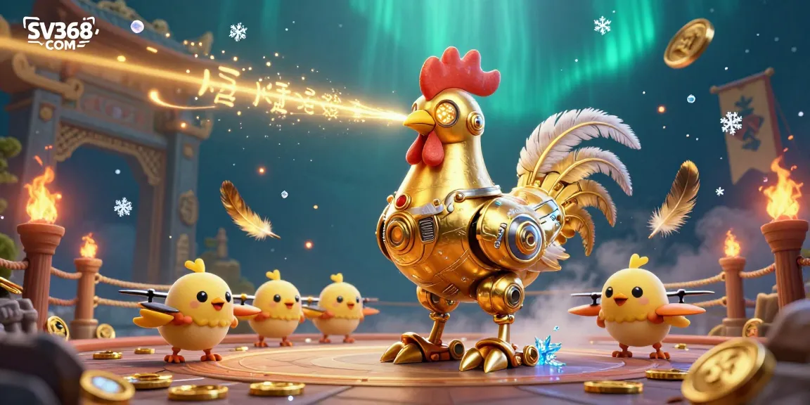 Watch the golden rooster robot beam patterns as it battles with baby chick drones at SV368 COM.