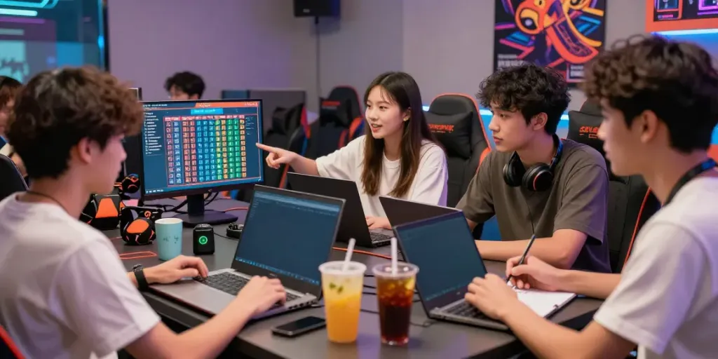 Kelompok muda terlibat dalam permainan Toto Macau, melihat hasil undian secara langsung.