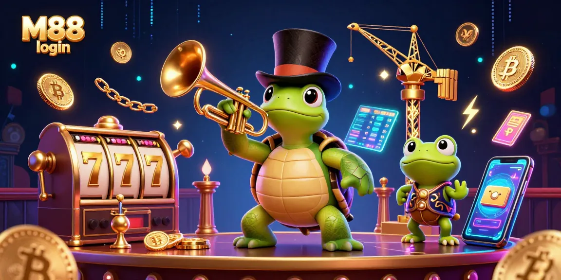 Experience seamless betting and gaming at M88 login with vibrant casino elements and characters.