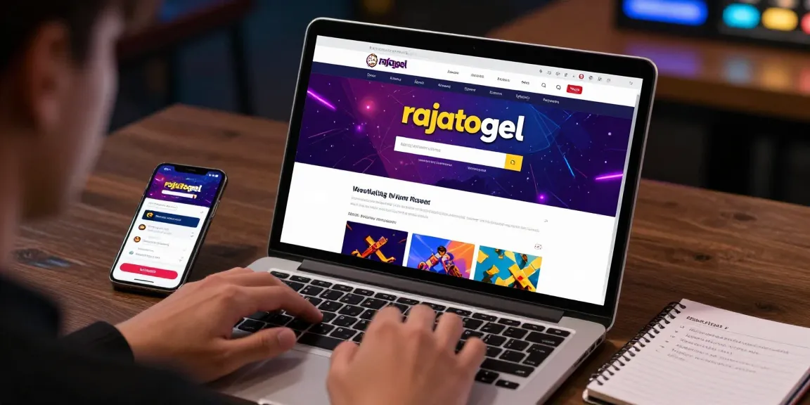 Pengguna rajatogel sedang berinteraksi dengan platform togel online di laptop, menunjukkan antarmuka yang menarik.