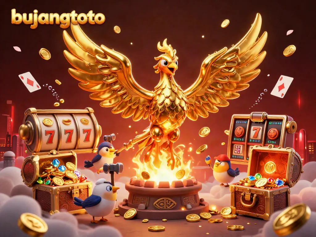Experience the magic of bujangtoto with a golden phoenix and dynamic slot game elements.