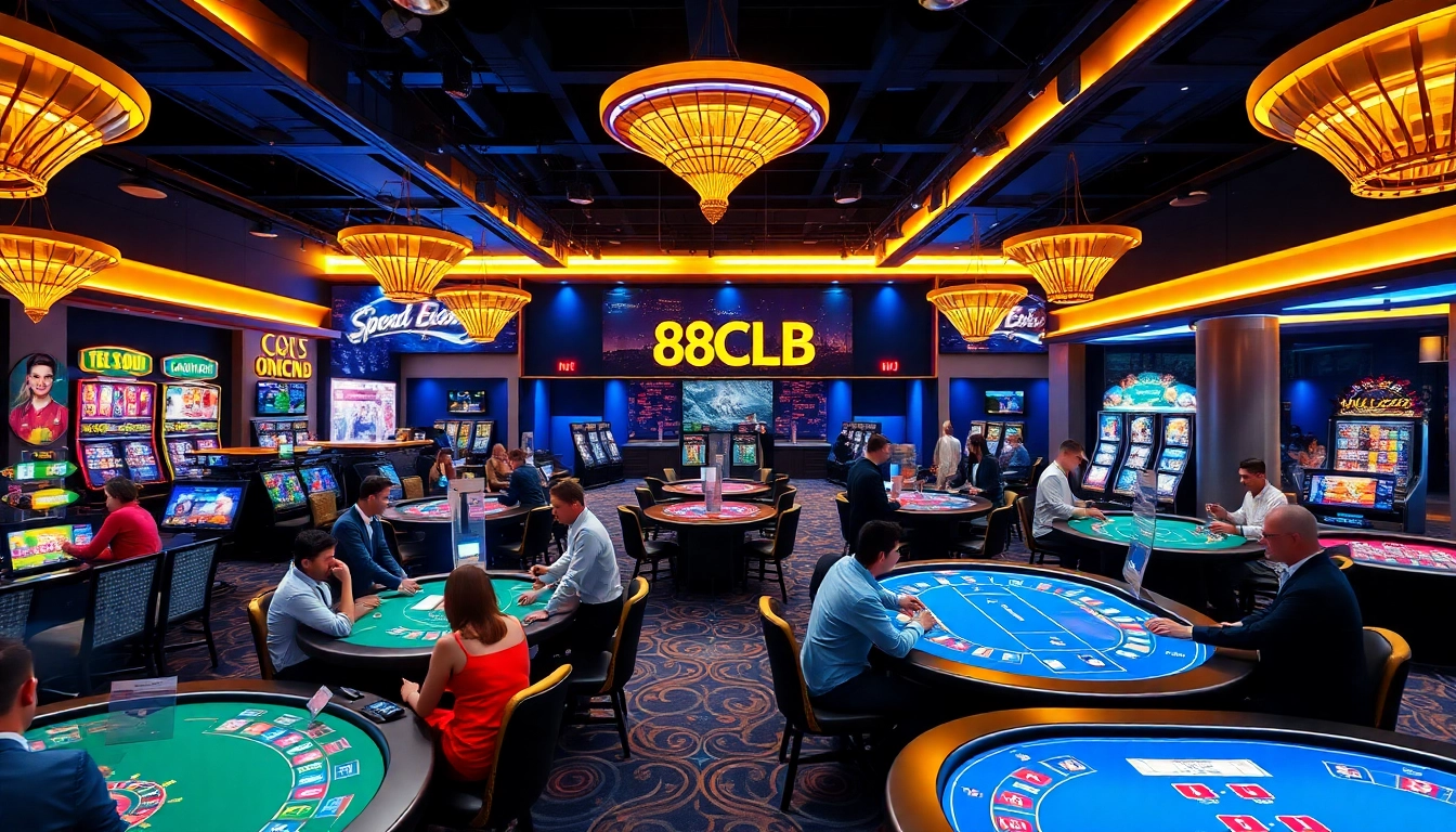 88clb online casino vibrant gaming environment with players enjoying gaming experiences.