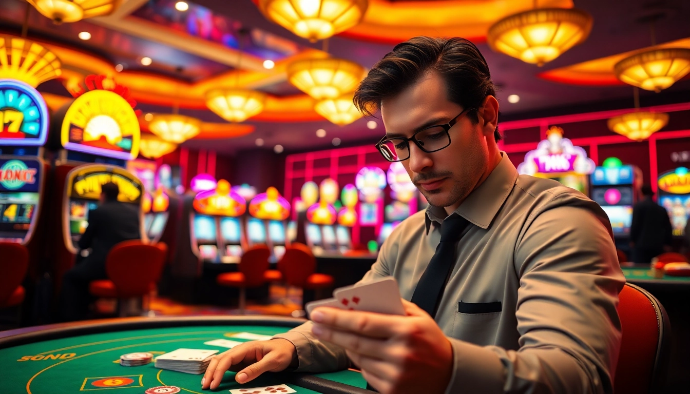 Engaging players enjoying link gacor in a vibrant casino atmosphere with colorful slot machines.