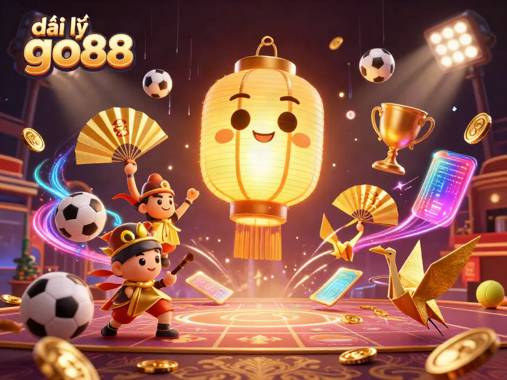 Experience the excitement of đại lý go88 as illuminated spirits and warriors highlight a festive market casino scene.