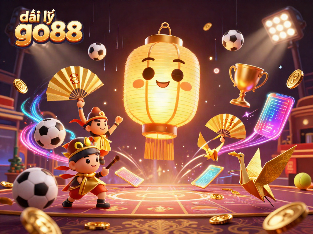 Experience the excitement of đại lý go88 as illuminated spirits and warriors highlight a festive market casino scene.