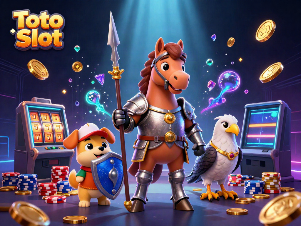 Mainkan Toto Slot dan menangkan dengan karakter ksatria, anjing pemandu, dan elang dalam ilustrasi 3D yang memukau.
