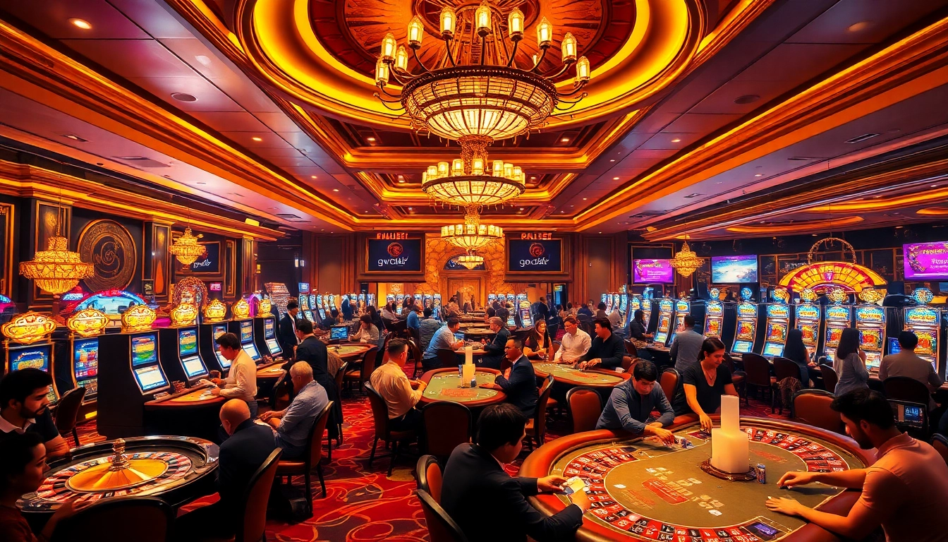 Experience the exhilarating ambiance of https://go8.live/ with players engaging at casino tables.