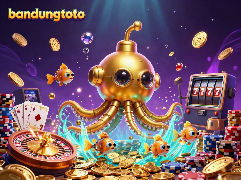 Experience the thrill of gaming with bandungtoto's underwater adventure filled with golden coins and vibrant casino elements.