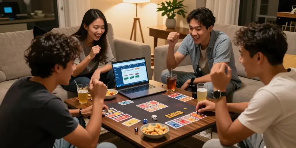 Pengalaman bermain ratutogel di ruang tamu dengan teman-teman, suasana ceria dan hangat.