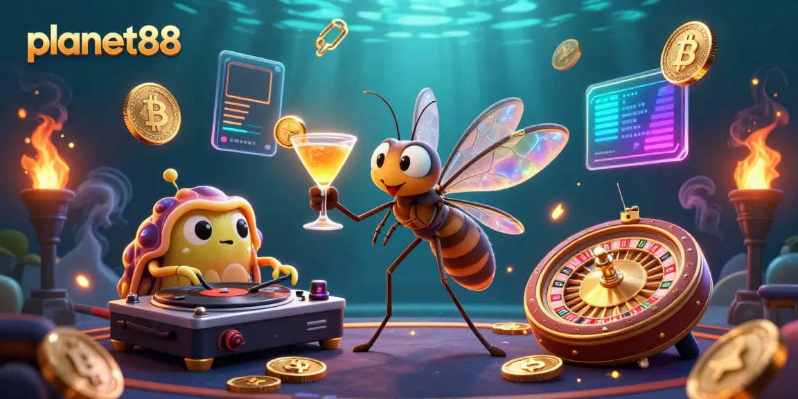 Engage in thrilling gaming at planet88, featuring vibrant characters and neon crypto elements.