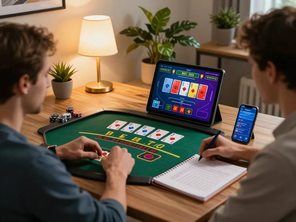 Player engaging in an exciting live dealer blackjack game from the online casino https://www.gourmethouserestaurantri.com/menu, showcasing immersive home gaming.