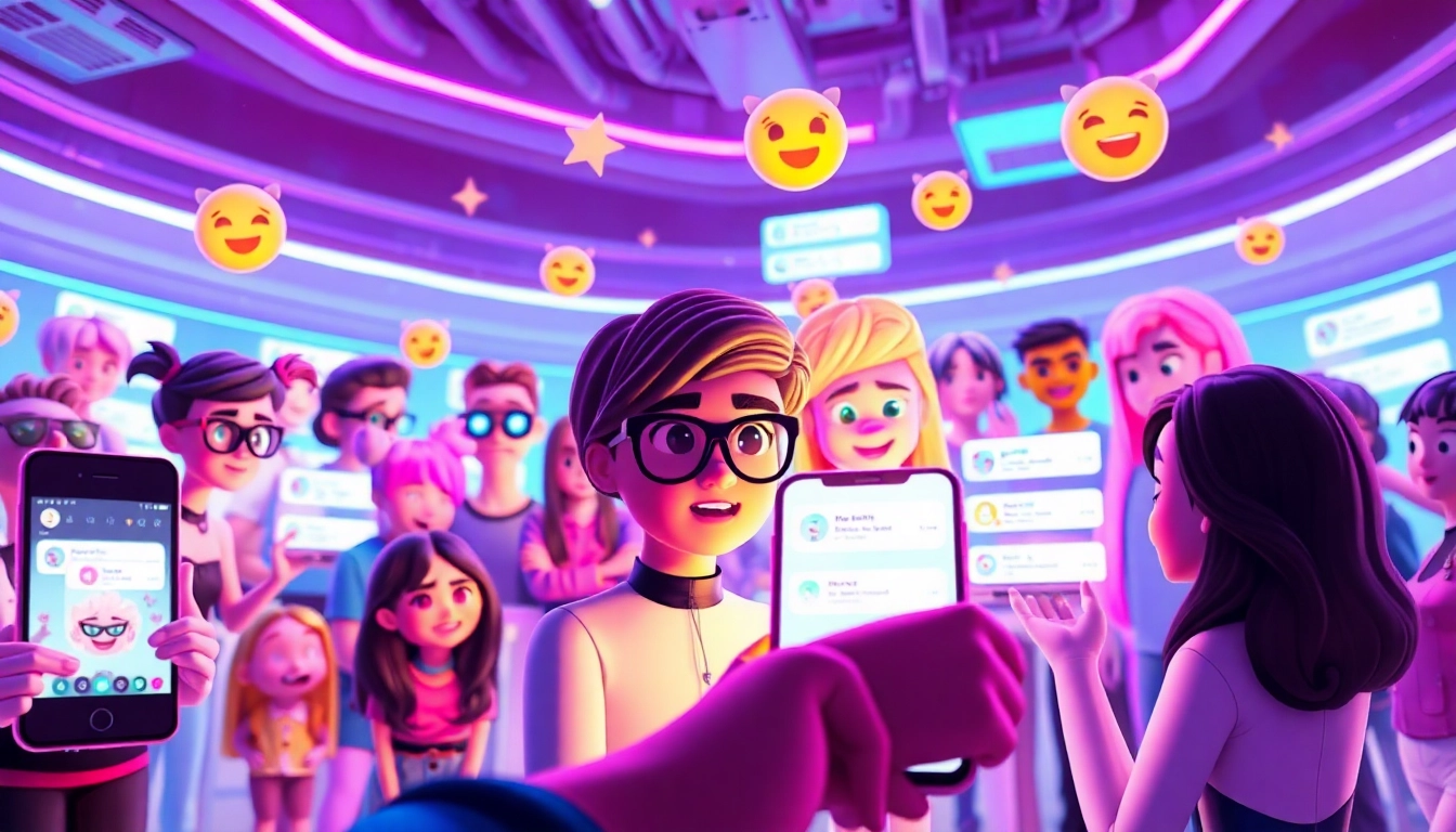 Engaging chat interface featuring diverse CrushOn.AI characters in vibrant digital environment.