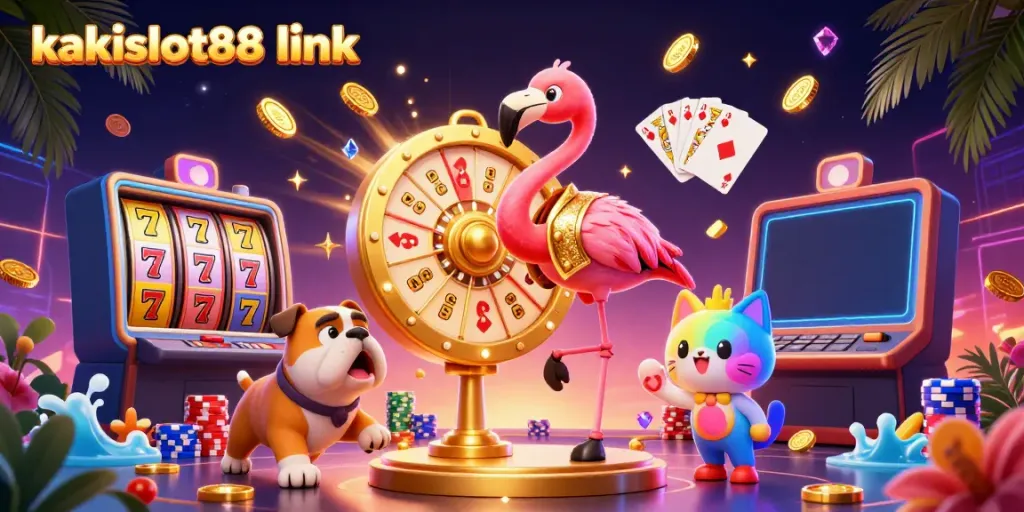Menangkan hadiah dengan kakislot88 link dalam ilustrasi kasino animasi yang penuh warna.