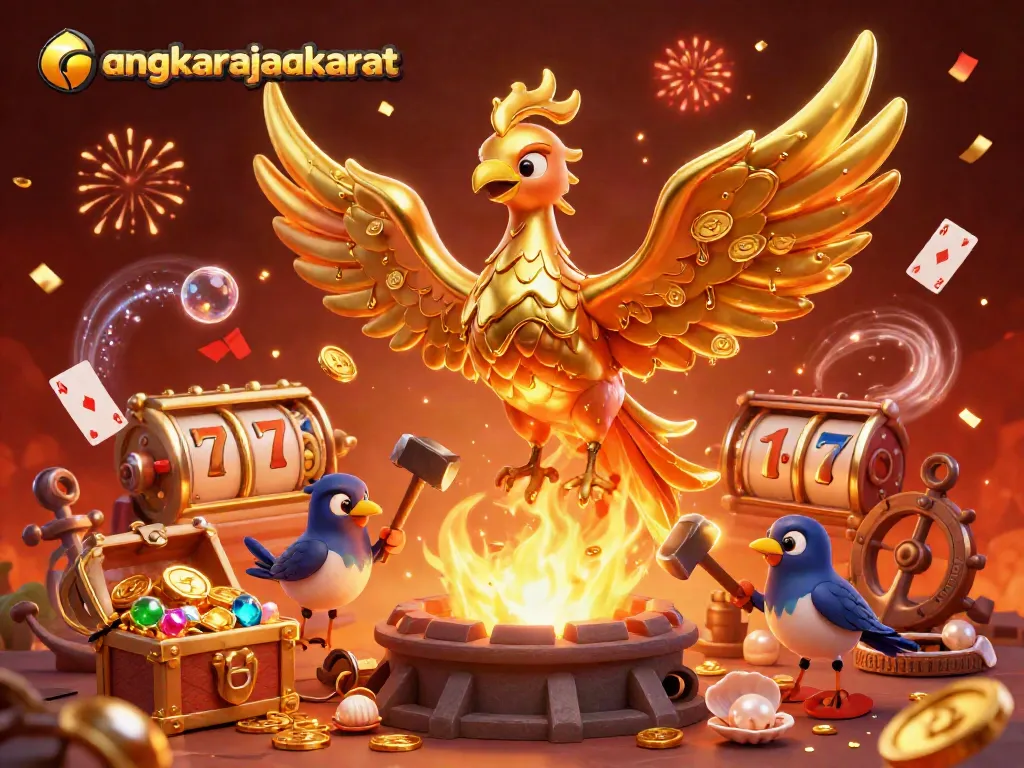 Engage with the vibrant angkarajaakurat gaming scene featuring a golden phoenix and dynamic slot elements.