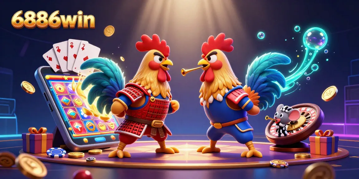 Bet on thrilling action as 6886win features fighting roosters in dynamic gambling arena.