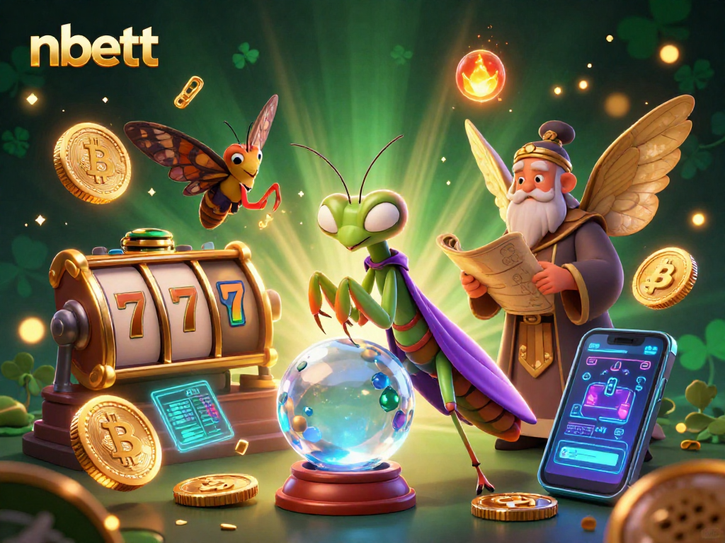 Experience vibrant gaming adventures at nbett with cartoon characters and jackpot symbols in a dynamic casino scene.