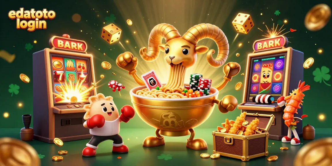 Aktivitas menarik saat login ke edatoto dengan karakter kasino yang energik dan slot kemenangan.