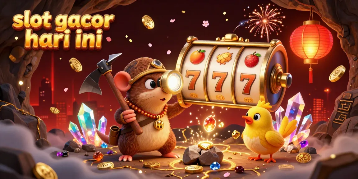 Engage with the thrilling atmosphere of slot gacor hari ini through this vibrant 3D casino-themed illustration.