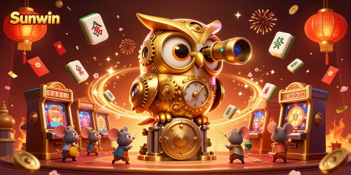 Engage with the vibrant world of Sunwin gaming, featuring a lively casino scene with dynamic characters and festive elements.