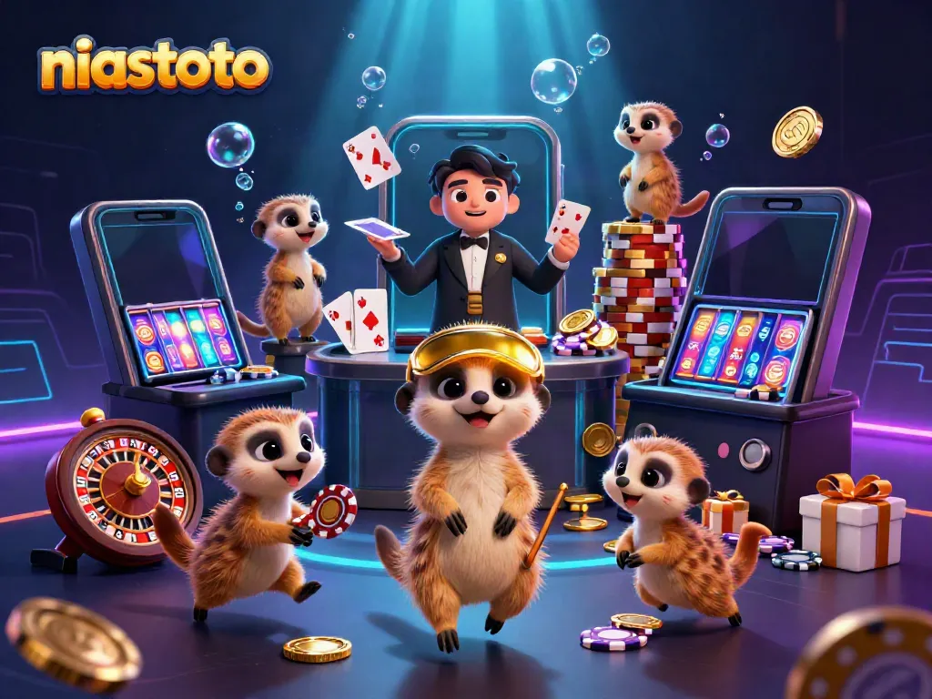Permainan slot niastoto dengan koloni meerkat yang mengelola kasino secara dinamis.