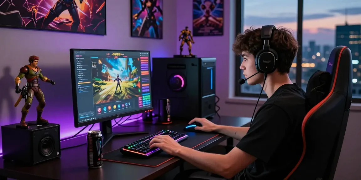 Antusiasme pemain gaming muda saat menggunakan BOS88 Daftar dalam suasana modern dengan pencahayaan LED.