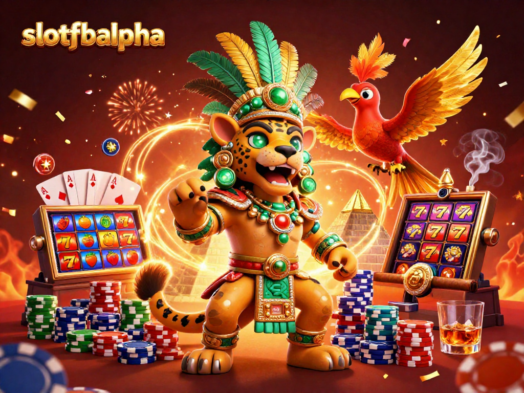 Experience excitement with slotfbalpha's vibrant game elements and dynamic characters in a lively casino scene.