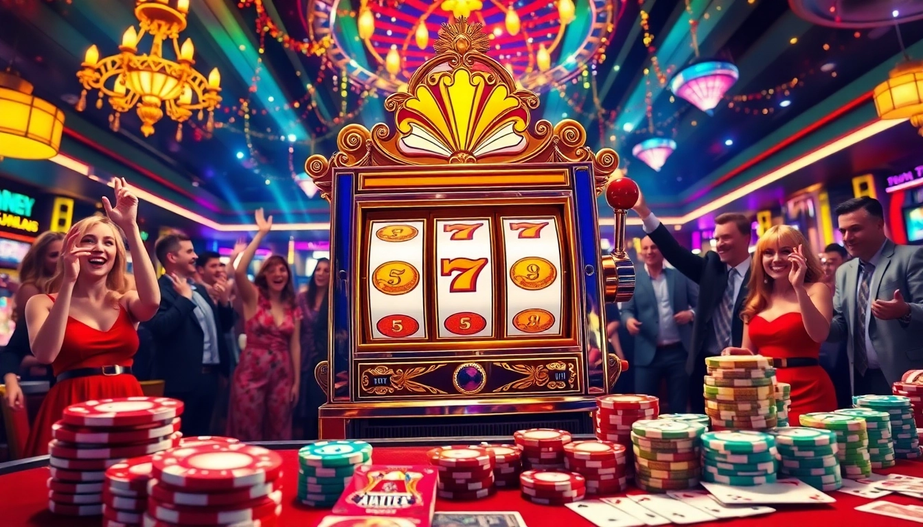 Mainkan situs slot gacor yang menarik dengan mesin slot berwarna-warni dan pemain bersemangat.