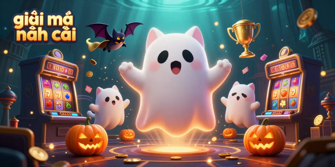 Engaging ghost cat and vampire bat highlighting giải mã nhà cái in a lively casino theme