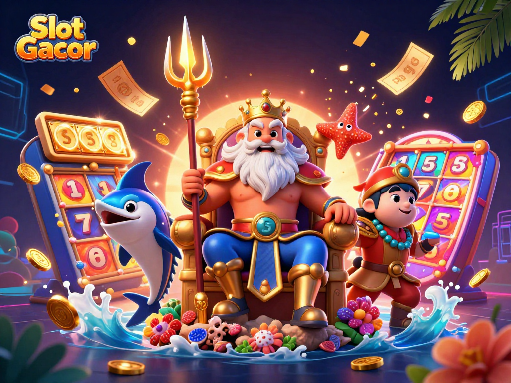 Play Slot Gacor with vibrant 3D elements and animation showcasing exciting gameplay.