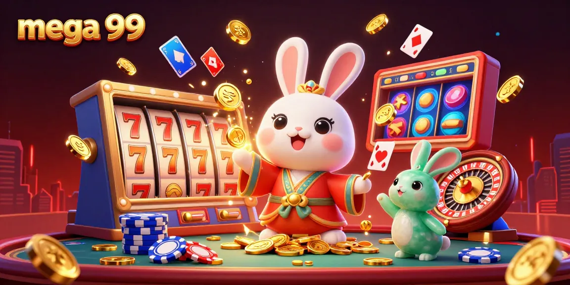 Experience big wins with mega 99 as the moon rabbit revels in slot jackpot excitement.