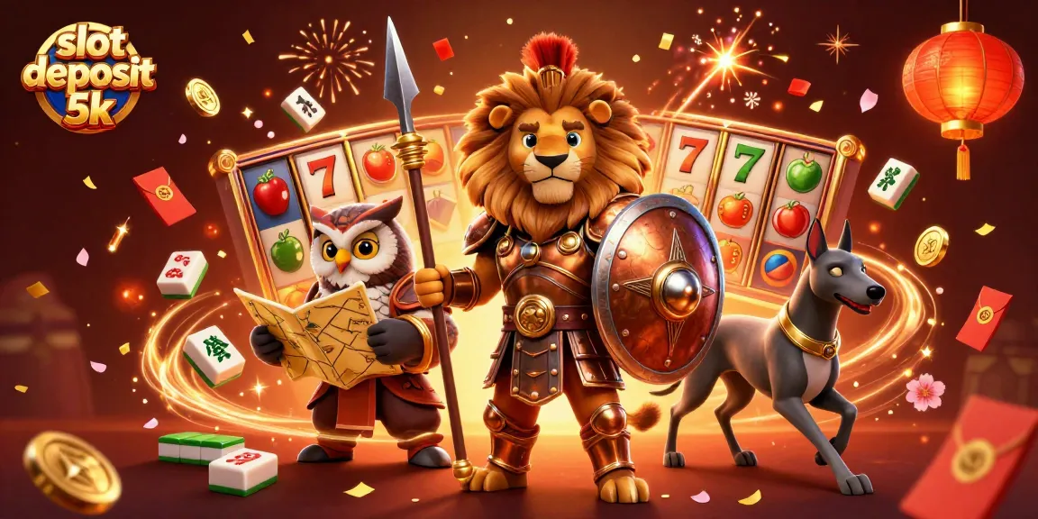 Win big with slot deposit 5k at a vibrant online casino featuring lively characters and game elements.