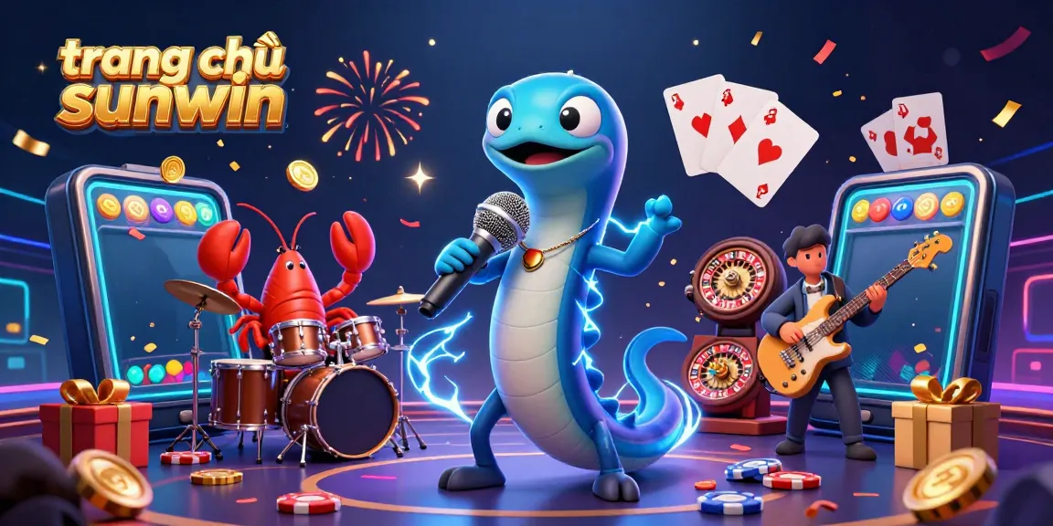 Experience the electrifying world of gaming with the lively scene at trang chủ sunwin, featuring a DJ electric eel.