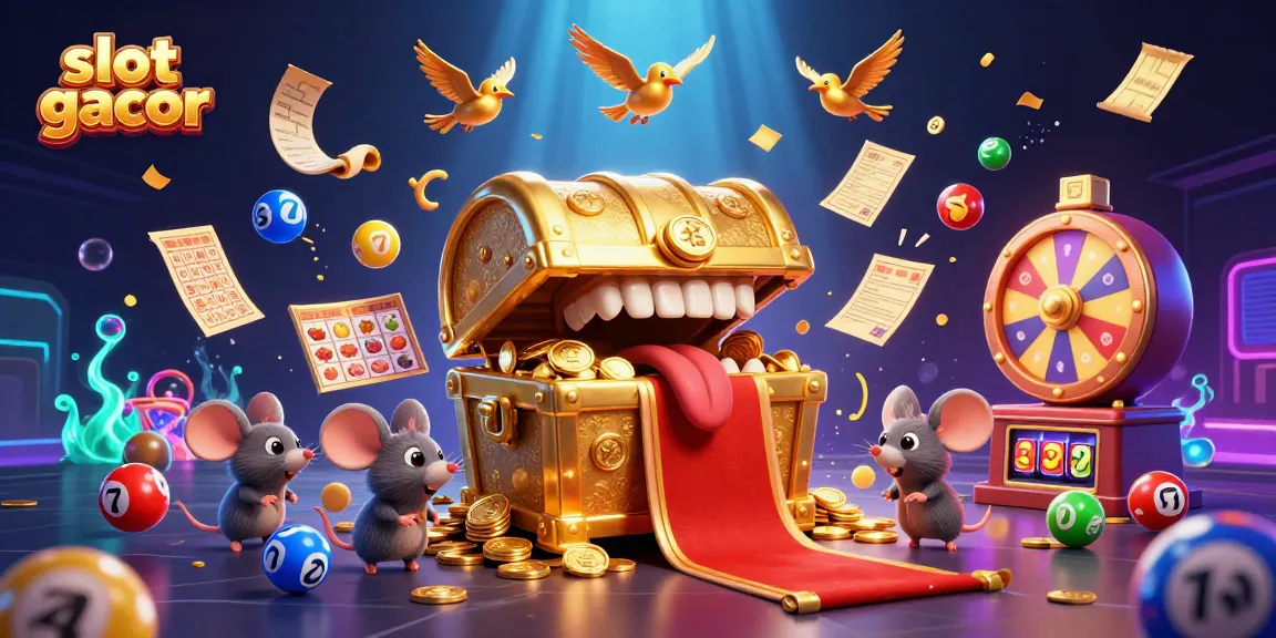 Experience the excitement of slot gacor with dynamic lottery elements and vibrant casino graphics.
