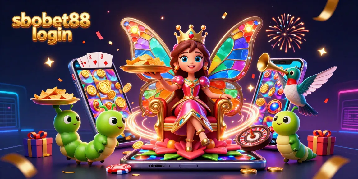 Experience sbobet88 login with exciting gaming elements in a vibrant 3D casino scene.