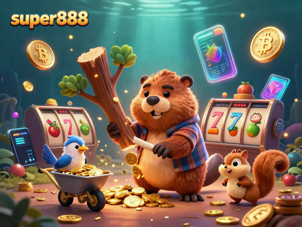 Menangkan keberuntungan di super888 dengan ilustrasi karakter bermain slot yang penuh aksi dan kegembiraan.