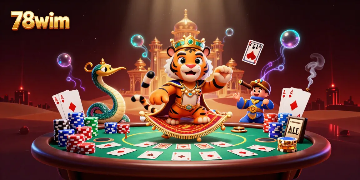 Engage in thrilling gambling action with 78wim in a vibrant, ultra-detailed Arabian Nights-themed casino scene.