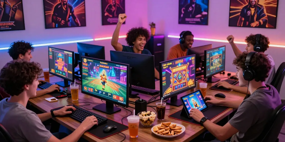 Players enjoying togel and slots at home, showcasing tempototo alternatif with vibrant gaming atmosphere.
