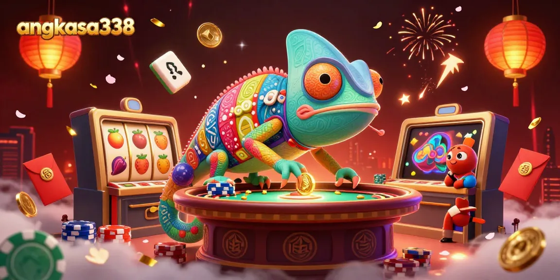 Experience thrilling action with angkasa338, featuring dynamic slot games and colorful casino elements.
