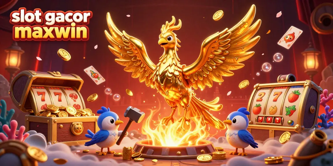 Experience the thrill of slot gacor maxwin with molten golden phoenix and vibrant casino elements.