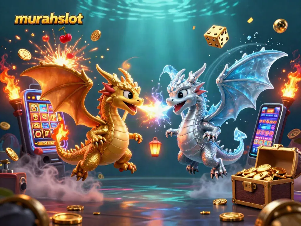 Play at murahslot and win with vibrant dragons and floating treasures in a 3D casino setting.
