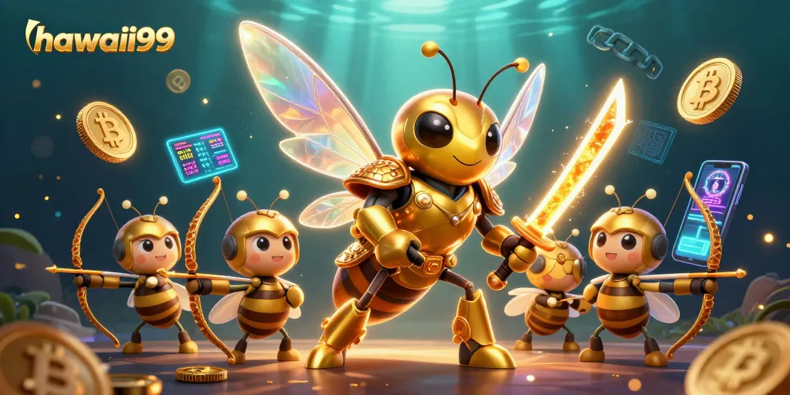 Experience winning strategies at hawaii99's gaming zone with vibrant 3D characters and crypto elements.