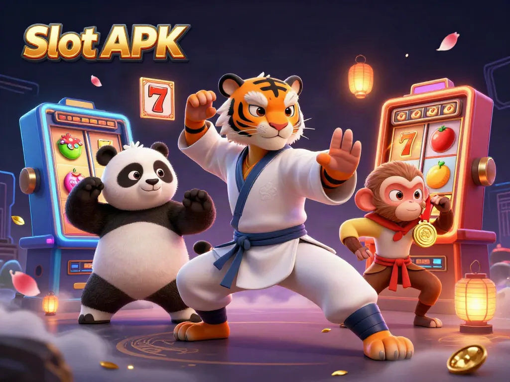 Spin and win with Slot APK as lively characters celebrate a jackpot in this vibrant casino scene.