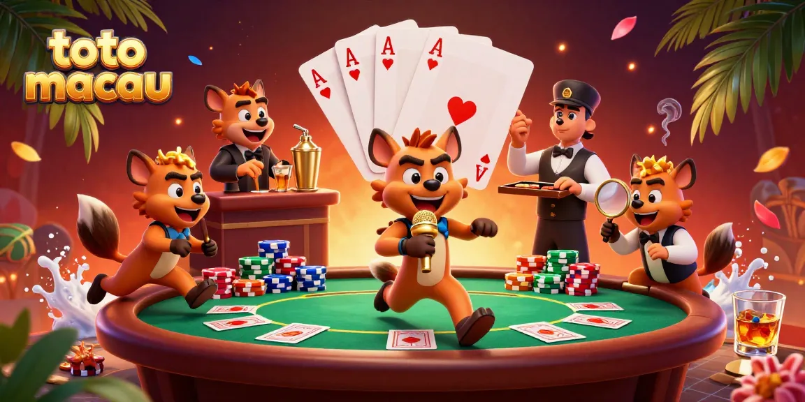 Engage in the fun of toto macau with a lively casino scene featuring hyenas in action.
