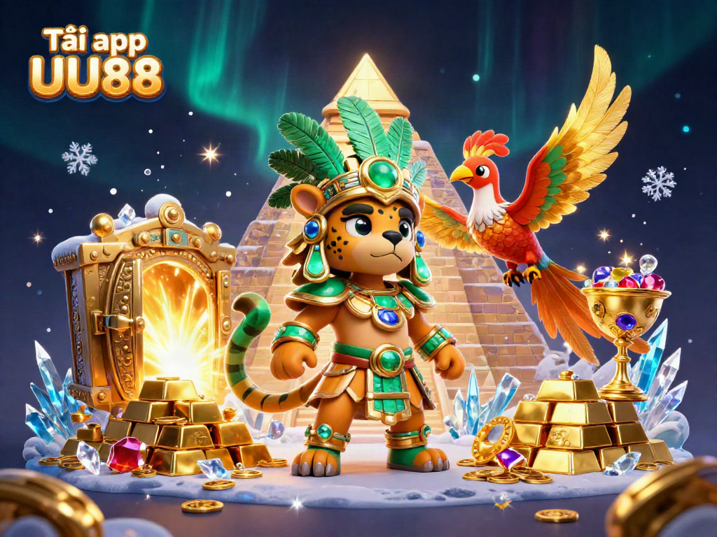 Engage in the excitement of Tải app UU88, featuring vibrant casino and treasure elements in a dynamic 3D scene.