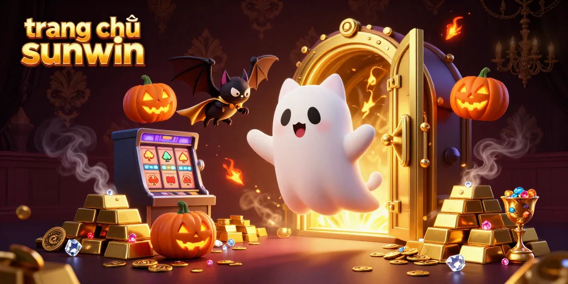 Engage with the thrilling atmosphere at trang chủ sunwin with a vivid 3D casino scene featuring a ghost cat and treasures.