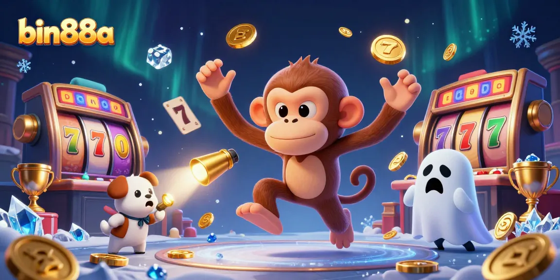 Experience thrilling wins at bin88a with this vibrant casino scene filled with dynamic slot elements.