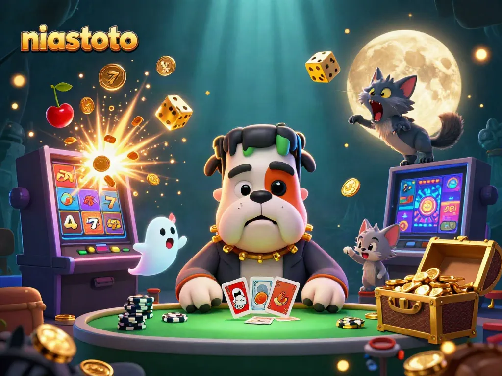 Gali keseruan judi dengan niastoto, bulldog Frankenstein dan kucing werewolf di kasino seram.