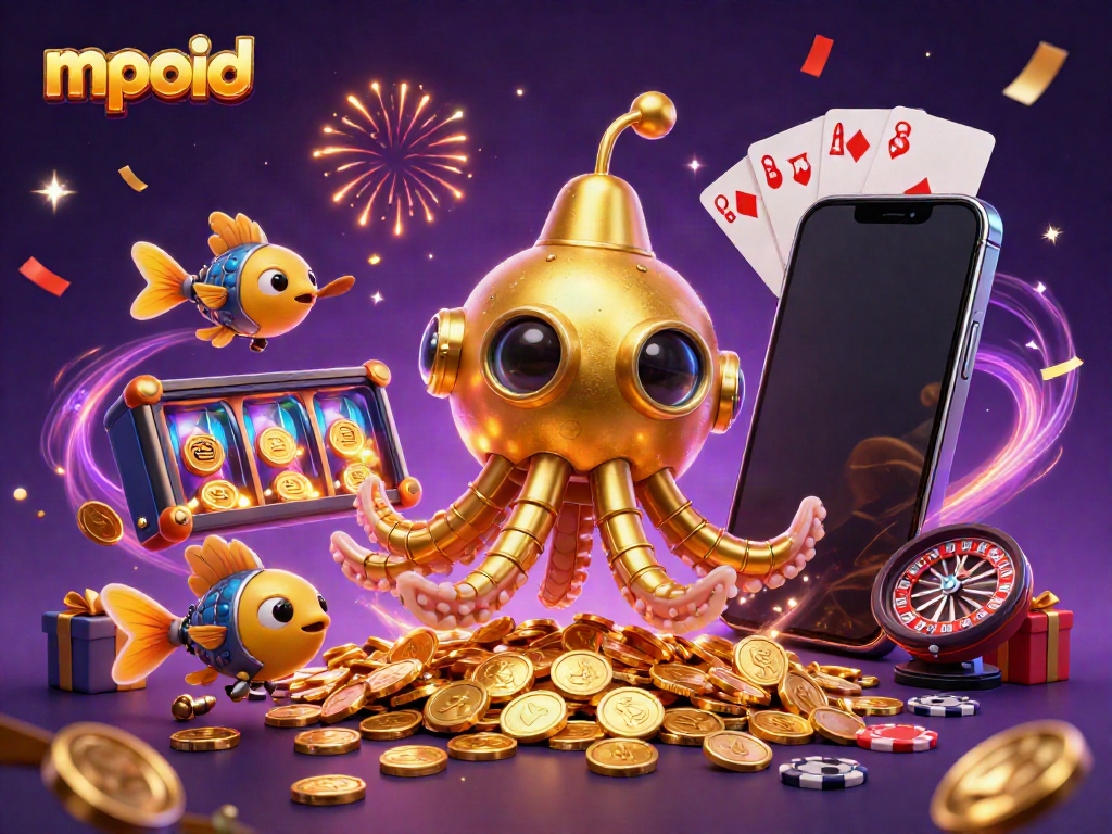 Permainan mpoid yang mendebarkan dengan karakter kraken emas dan banyak koin