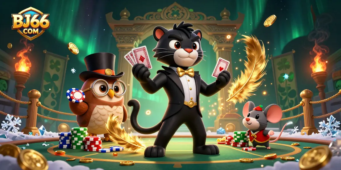 Engage in thrilling action with BJ66 COM's 3D casino characters in a dynamic gambling scene.